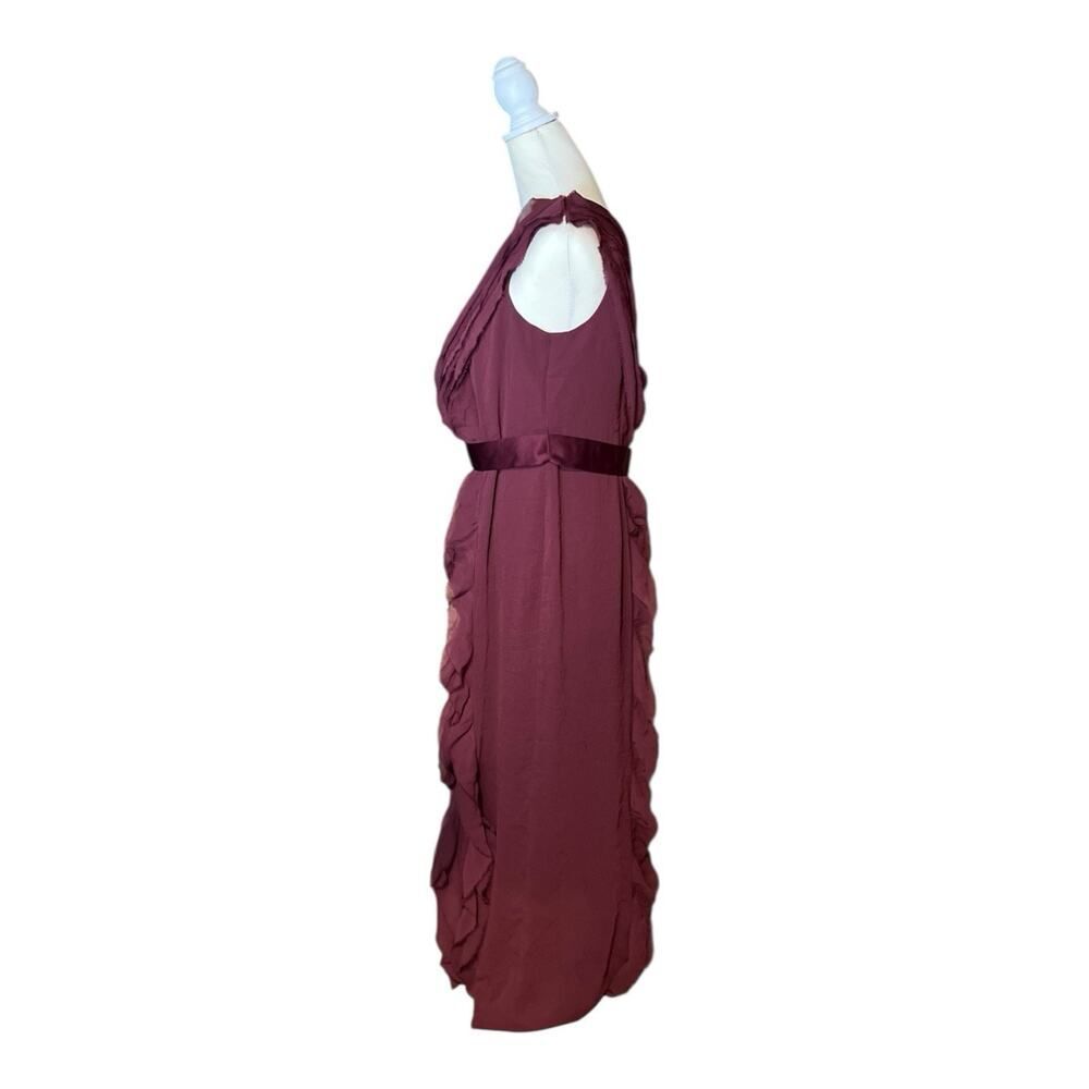 White By Vera Wang Ruffle Floral Wedding Guest Flowy Dress Burgundy US 18 - Picture 3 of 7
